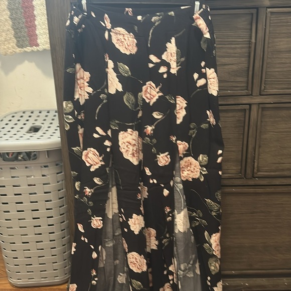 Rose pattern wide leg pants - Picture 2 of 4